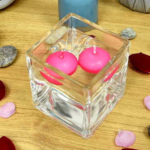 Vista 3 de Zest Candle Velas flotantes de 24 piezas, 1.75 pulgadas, rosa intenso