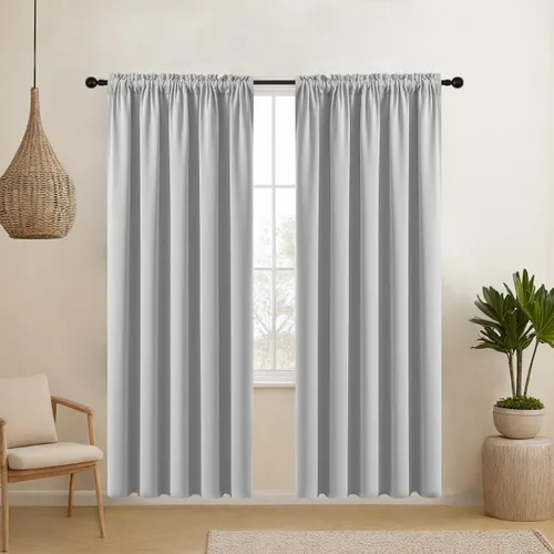 Vista 33 de CUCRAF Cortinas opacas cortas para oscurecer la habitación, paneles de cortina para ventana, bolsillo para cortinero, cortinas sólidas