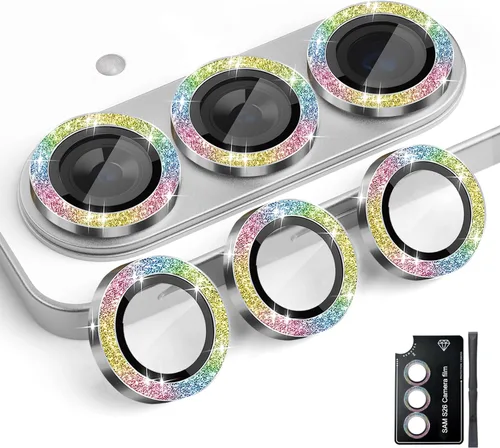 Vista 32 de Protector de lente de cámara para Samsung Galaxy S26, cubierta individual de lente de anillo de aleación de aluminio de vidrio templado con bandeja