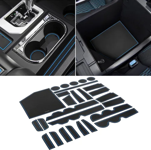 Vista 15 de Forro personalizado para accesorios Toyota Tundra 2022 2023 2024 2025 2026, insertos para portavasos, alfombrillas para consola central