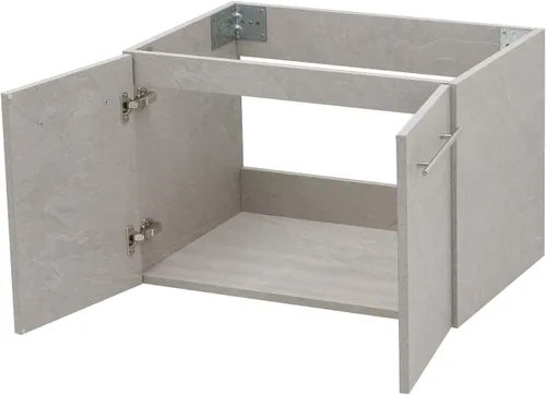 Vista 4 de Juego de lavabo flotante para montaje en pared, color gris pizarra clara, fregadero de cerámica para encimera de piedra plana negra, 24 pulgadas