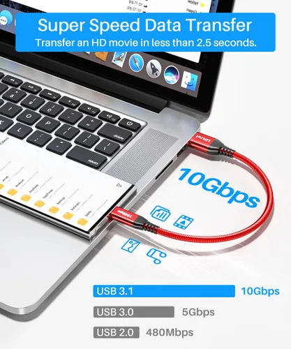Vista 2 de Cable USB C de 10 Gbps para Android Auto 6 Pulgadas/0.5 Pies, Cable USB C 3.1 Gen2 de 3.1A de Transferencia de Datos, Carga Rápida Tipo C CarPlay