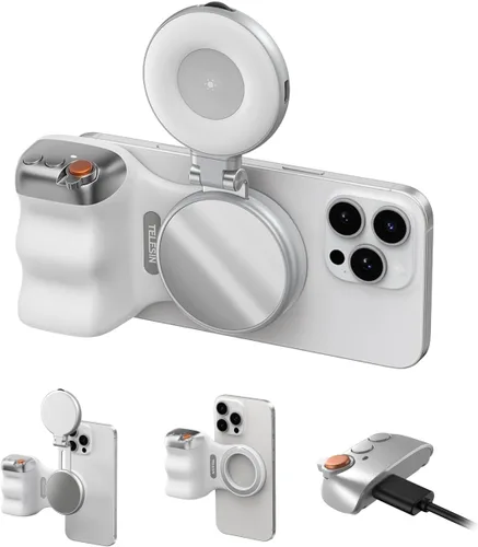 Vista 8 de TELESIN Fun Shot Agarre Magnético para Cámara de Teléfono + Kit Creador de Luz Magnética para Selfie C03 Compatible con iPhone Magsafe y Android