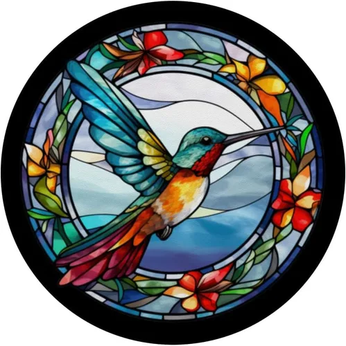 Vista 3 de Lindo colibrí de vidrieras ilustraciones de colibrí amante de los pájaros PopSockets intercambiables PopGrip