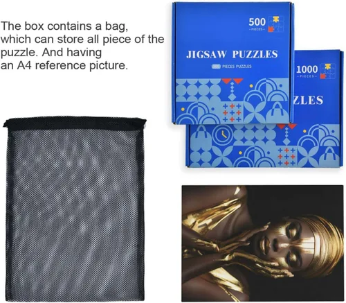 Vista 7 de Golden African Women Jigsaw Puzzles 500 Pieces for Adults with Mesh Storage Bag 2012186