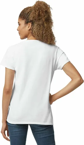 Vista 3 de Gildan - Camiseta para mujer con cuello en V de algodón pesado, paquete con 2