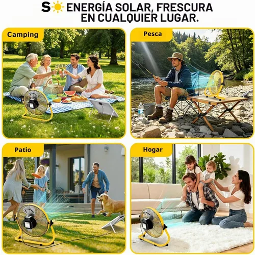 Vista 8 de Ventilador de camping solar de 16 pulgadas con panel solar Amarillo-16