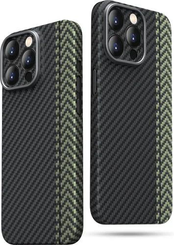 Vista 8 de memumi Funda de fibra de carbono para iPhone 15 Pro Max con textura ondulada, resistente y duradera de fibra de aramida de 0.020 in, ajuste delgado
