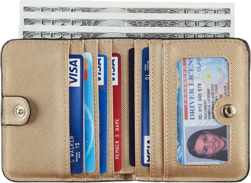 Vista 2 de Toughergun - Cartera de cuero genuino de lujo para mujer con cierre Rfid y ventana de identificación