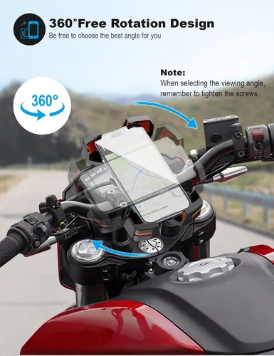 Vista 6 de Grefay Soporte de teléfono para bicicleta Soporte de teléfono para manillar de bicicleta con rotación de 360 para teléfono inteligente de 4.7-7.0