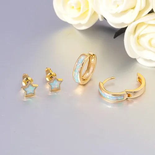 Vista 79 de CiNily Aretes Huggie de ópalo con bisagras, chapados en oro, hipoalergénicos, pequeños aretes de aro para mujeres, adolescentes, niñas, hombres