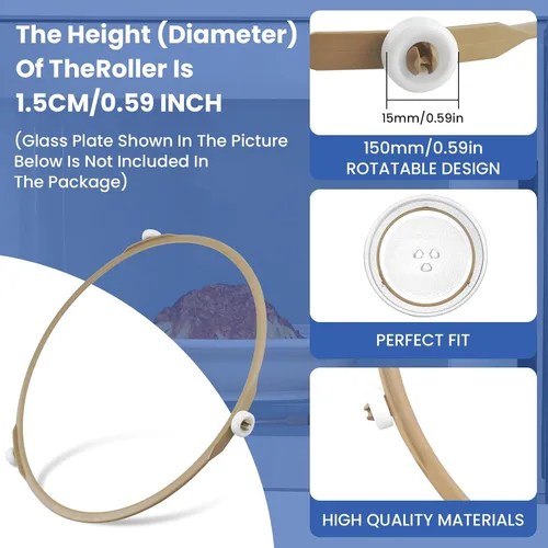 Vista 4 de Anillo giratorio para microondas de 8.8 pulgadas, 1 paquete Microwave Oven Tray Support with 15mm Rollers, Rotating Support Fit Oven Glass