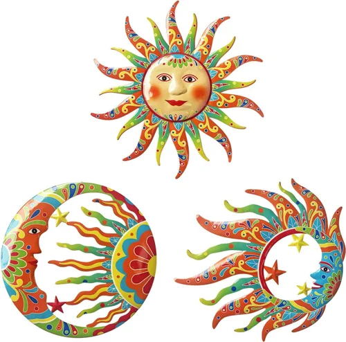 Vista 9 de VividLadybug - Colgante de Sol y Luna, Escultura de Pared, Arte de Pared de Metal para Decoración de Interior/Exterior en Color Óxido Resistente a