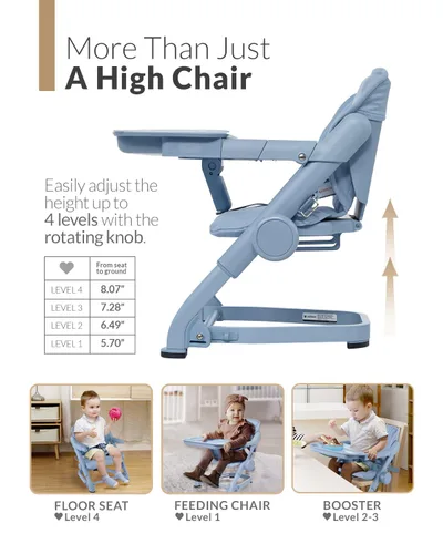 Vista 2 de Feed Me - Asiento elevador de silla alta de viaje 3 en 1 para bebés y niños pequeños, de transición, compacto y se adapta a cualquier silla, bandeja
