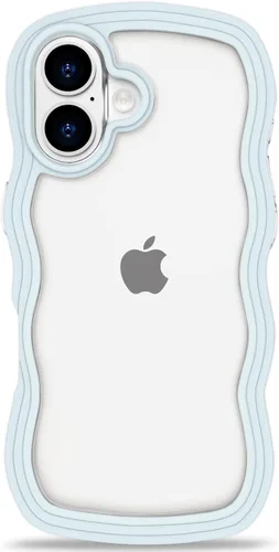 Vista 107 de Anuck Funda para iPhone 13 Pro con borde ondulado, diseño trasero transparente, agarre antideslizante, forma de marco rizado ondulado, a prueba