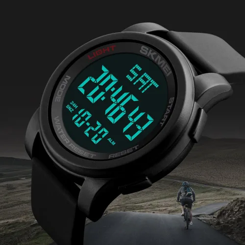 Vista 7 de SKMEI Simple Digital Relojes Militares Impermeable Electrónico LED Doble Hora Negro Reloj