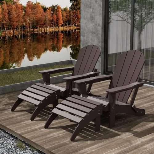 Vista 51 de WestinTrends Malibu - Silla de salón para exteriores, juego de 2 sillas Adirondack con otomana, sillas plegables de madera de polietileno para todo