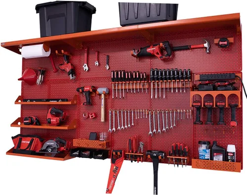 Vista 25 de OmniWall Weekend Warrior XL - Sistema de organización de pared de metal (negro/azul)