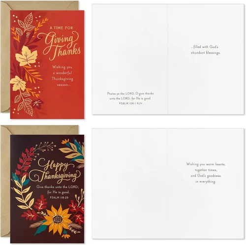 Vista 3 de DaySpring - Surtido de tarjetas religiosas de Acción de Gracias (16 tarjetas surtidas con sobres)