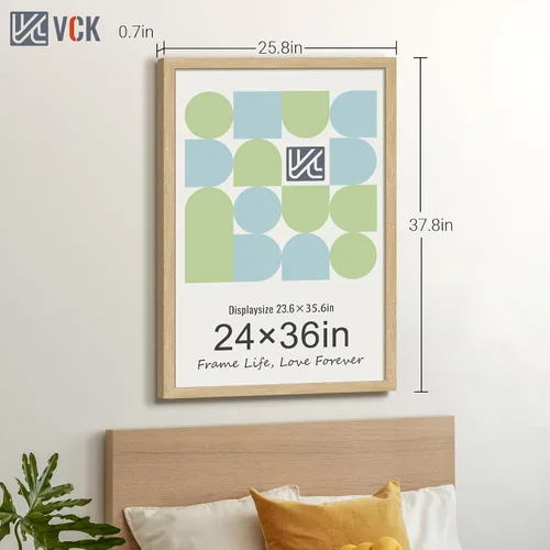 Vista 188 de VCK Marcos para póster de madera maciza de 22.375 x 34 pulgadas, marco de fotos A1 negro con montaje en pared, paquete de 3