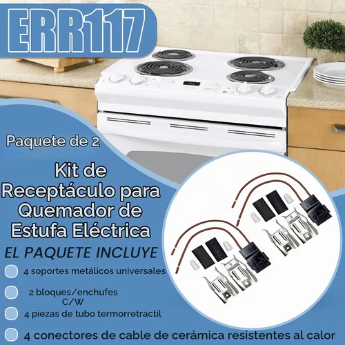 Vista 3 de Paquete de 2 estufas de estufa Elemento Enchufe Bloque de receptáculo Rango de bloque de terminales para receptáculo Whirlpool Kenmore Estufa