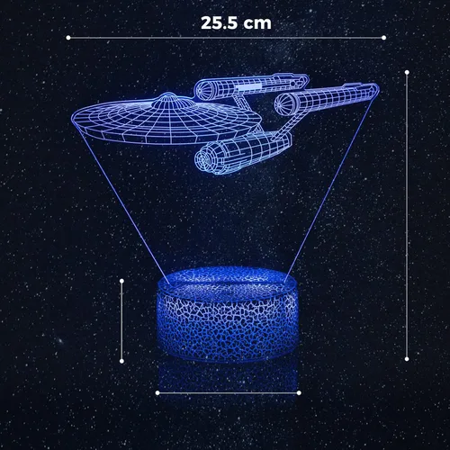 Vista 5 de Smalody Luces Nocturnas 3D Ilusión Óptica Multicolor con Control Táctil, Lámpara de Escritorio en Forma de Barco, Lámpara de Noche para Cama