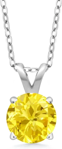 Vista 116 de Gem Stone King Collar con colgante solitario de plata de ley 925 de 0.236 in con piedra natal redonda Collar de 4 puntas para mujer Con cadena