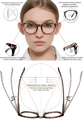 Vista 4 de MARE AZZURO Gafas de bloqueo de luz azul para mujer, gafas redondas para computadora