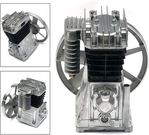 Vista 5 de Bomba de compresor de aire 2HP, bomba de cabeza de compresor de aire de cilindro gemelo de pistón de 1.5KW Bomba lubricada de aceite de aluminio