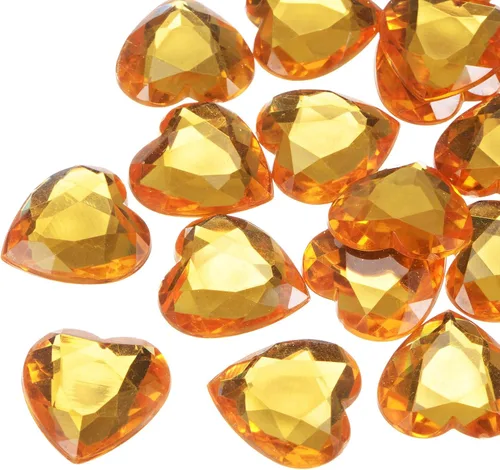 Vista 19 de MECCANIXITY 20 piezas de diamantes de imitación acrílicos de corazón de 0.787 pulgadas (0.787 in) con parte trasera plana, gemas de plástico