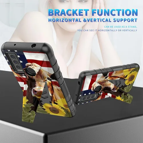Vista 46 de Funda para AT&T Maestro Max 2021/Cricket Ovation 2 con protector de pantalla de vidrio templado, funda resistente con función atril integrada