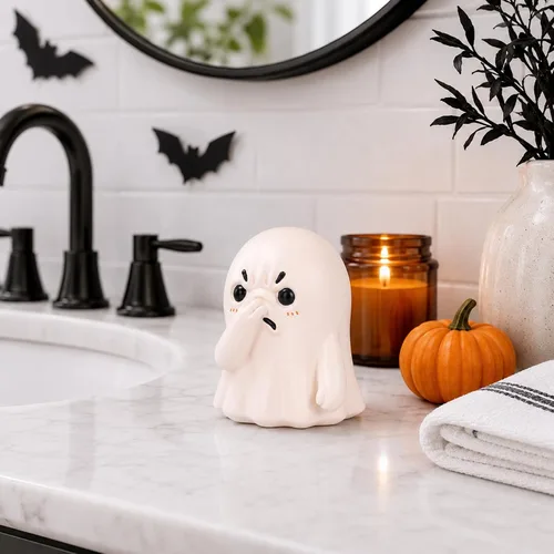 Vista 2 de Linda estatua de fantasma de nariz sostenible, decoración de estante de baño peculiar, divertida decoración de inodoro, regalo creativo único