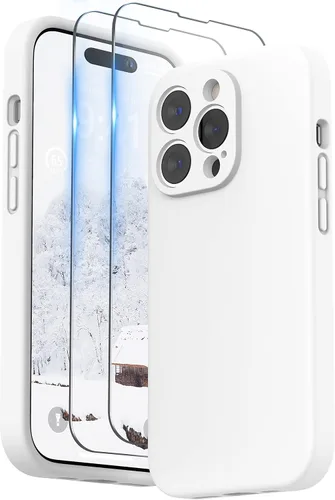 Vista 23 de SURPHY Funda diseñada para iPhone 14 Pro Max con protector de pantalla, (con protección de cámara y forro de microfibra suave), funda de silicona