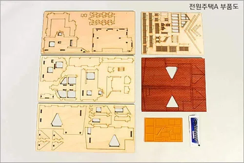 Vista 2 de Young Modeler HO Serises - Kit de modelo de madera de escritorio, casa de jardín A con una cubierta grande (YM 633): kit de catapulta en miniatura