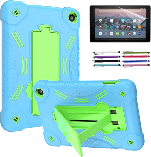 Vista 7 de Funda para tablet Amazon Fire 7 (12ª generación, lanzada en 2022) – Funda protectora híbrida resistente con soporte + 1 protector de pantalla y 1