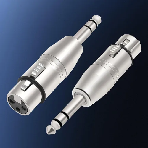 Vista 3 de Adaptador XLR de 3 pines hembra a macho TRS equilibrado de 1/4, adaptador de audio con enchufe de aleación resistente, transmisión de señal