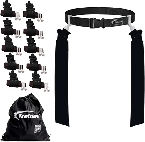 Vista 14 de Trained Cinturones de fútbol con bandera de hombre, juego de fútbol con bandera ajustable para equipos deportivos, entrenamiento y competencia