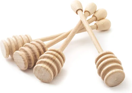 Vista 3 de tuuli Kitchen - Juego de 4 palitos de madera de haya para jarabes, chocolate derretido y más, agitadores de miel para té, palos de madera