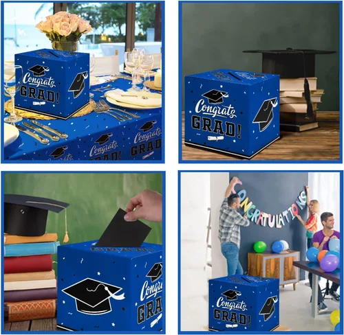 Vista 4 de Gatherfun Decoraciones de Graduación 2026 Caja de Graduación Caja de Tarjetas de Graduación para Regalo de Graduación Favores de Fiesta de Azul