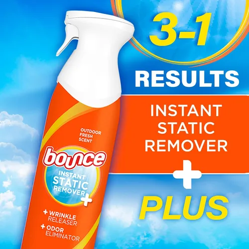 Vista 5 de Bounce - Spray antiestático, 3 en 1: Elimina la estática al instante, reduce arrugas al instante, eliminador de olores y spray refrescante
