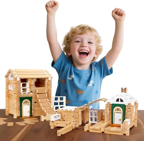 Vista 14 de Jovi-mindly &Notchies - Juego de 63 bloques de madera para principiantes, juguetes de aprendizaje preescolar, bloques de madera para niños a partir