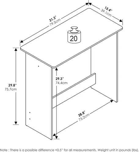 Vista 3 de Furinno Simplistic - Escritorio para computadora de 31 pulgadas, escritorio Pino ámbar