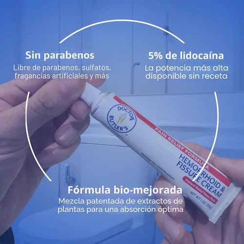 Vista 4 de Doctor Butler's Crema para hemorroides y fisuras: tratamiento instantáneo de hemorroides para aliviar el dolor con lidocaína, crema de hemorroides