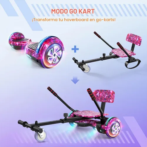 Vista 4 de LIEAGLE Self-Balancing Scooter with Seat Attachment Adjustable Frame B01-Púrpura con kart