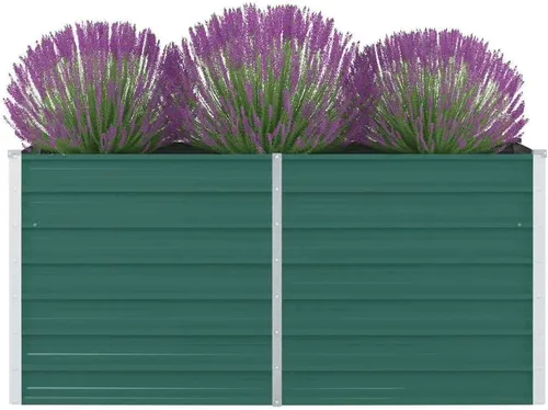 Vista 10 de Jardín elevado de acero galvanizado de 39.4 x 15.7 x 17.7 pulgadas, verde, cama de jardín elevada, macetas al aire libre para jardín de hierbas