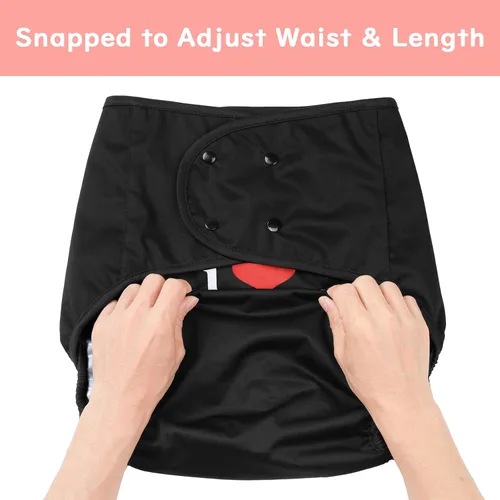 Vista 6 de Littleforbig Funda para pañales para adultos, lavable, ajustable, reutilizable, impermeable, talla única, color negro