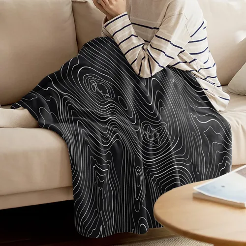 Vista 3 de Manta de forro polar para sofá cama, vista superior abstracta topográfica, mantas y mantas de microfibra suave para sofá de viaje, líneas