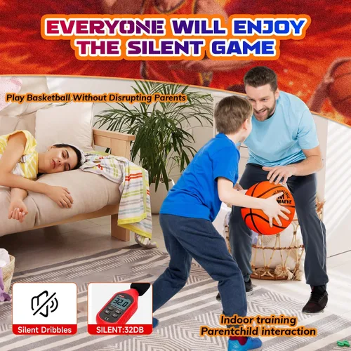 Vista 4 de Silent Basketball Size 7-Size 5-Size 3, New Upgraded Grooved Airless Indoor Basketball, Real Feel & Bounce Like Official Ball, Quiet Dribbling