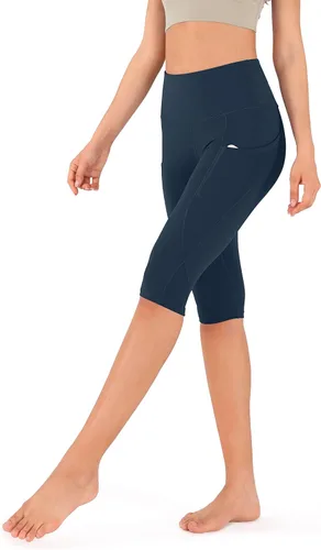 Vista 2 de ODODOS - Leggings capri de cintura alta, con bolsillos, control de abdomen, para mujer, no se transparentan, para yoga, entrenamiento, deportes