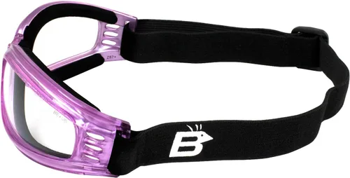Vista 6 de 2 pares de lentes Birdz Eyewear Cardinal para mujer, acolchadas, flotantes, para motocicleta, montura rosa y lentes transparentes con montura morada